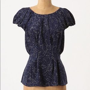 Anthropologie Maeve Trace the Stars silk blouse